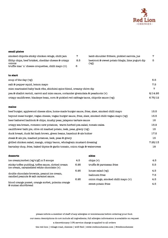 Menu_The Red Lion_Chorleywood_image_3