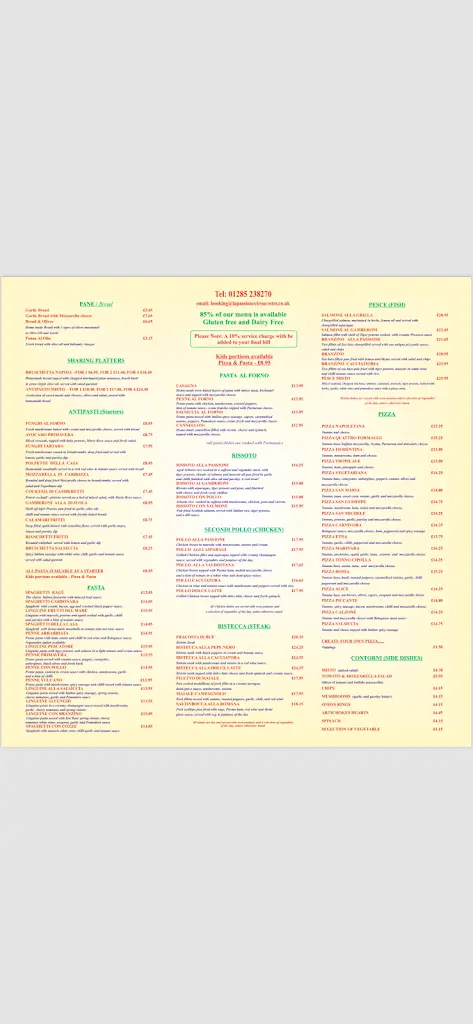 Menu_La Passione_Cirencester_imagen_2