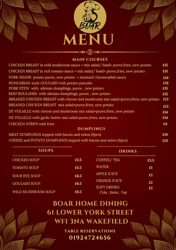 Menu_Boar Home Dining Ltd_City and Borough of Wakefield_image_2