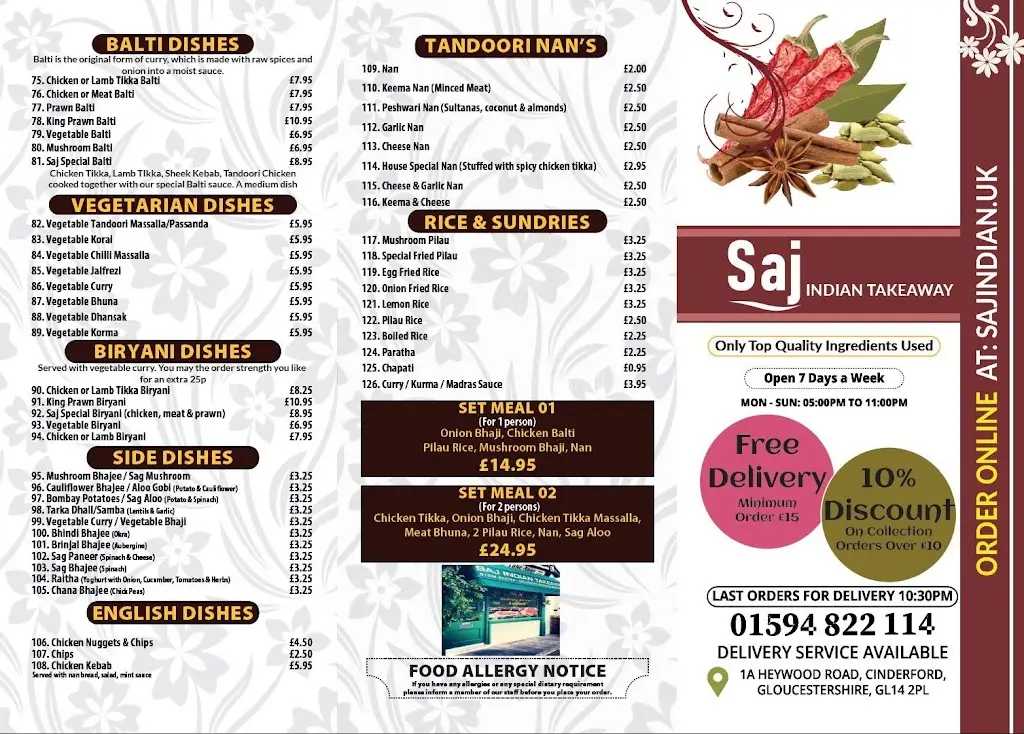 Menu_Saj Indian Limited_Cinderford_image_2