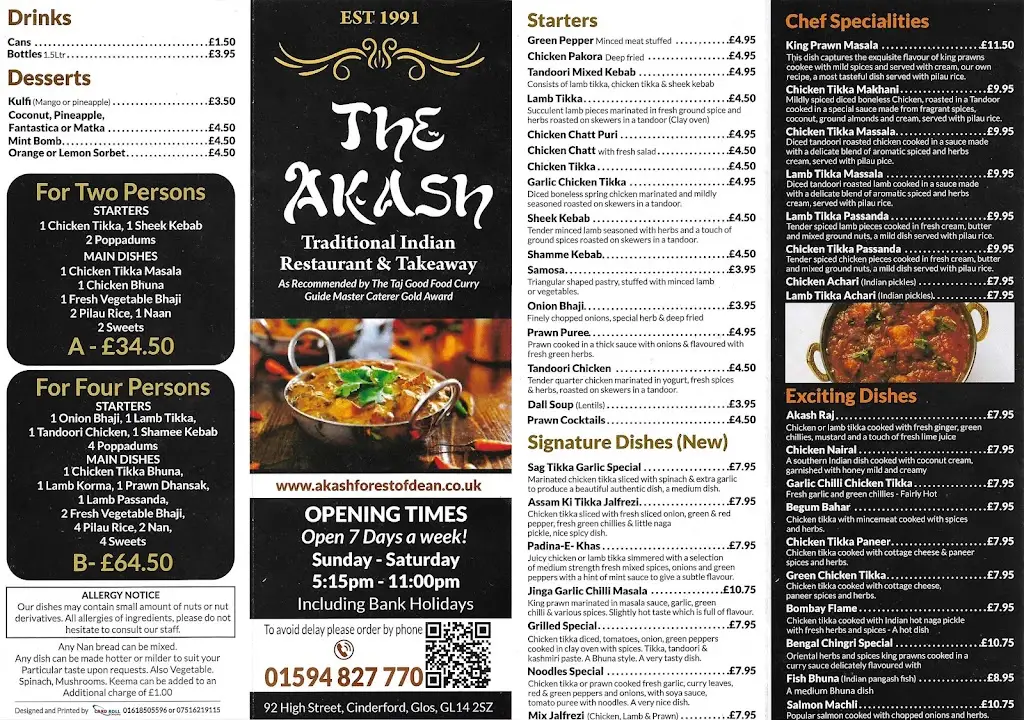 Menu_Akash Indian Cuisine - Restaurant - Takeaways_Cinderford_image_2
