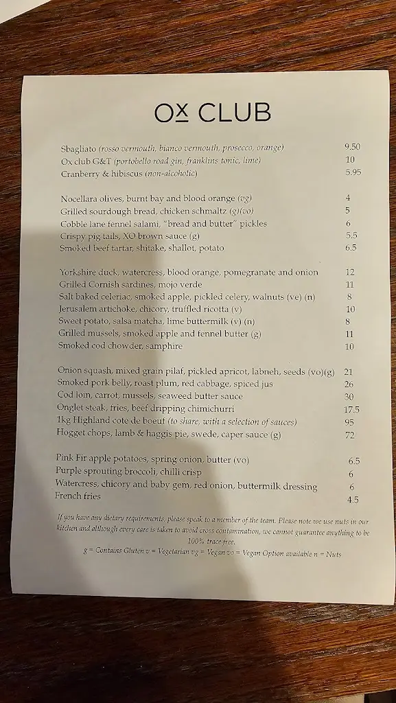 Menu_Ox Club_City and Borough of Leeds_image_1