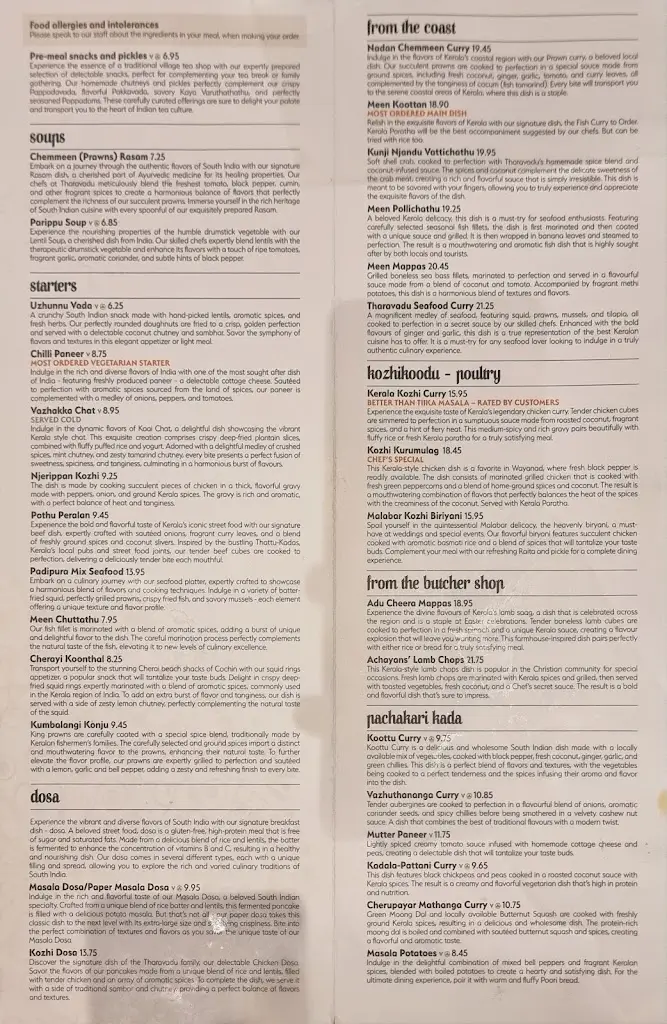 Menu_Tharavadu - Authentic Kerala Restaurant in Leeds_City and Borough of Leeds_image_1