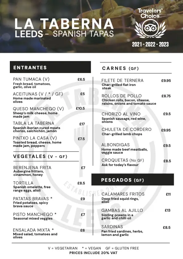Menu_La Taberna Leeds_City and Borough of Leeds_image_1