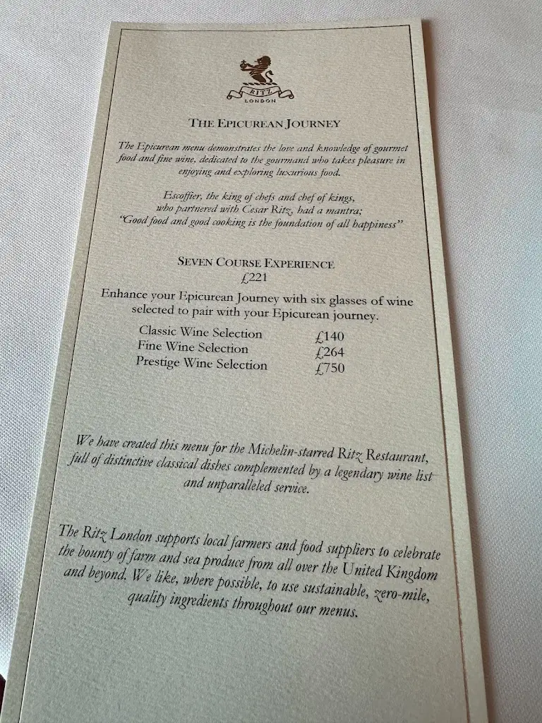 Menu_The Ritz Restaurant_City of London_image_2