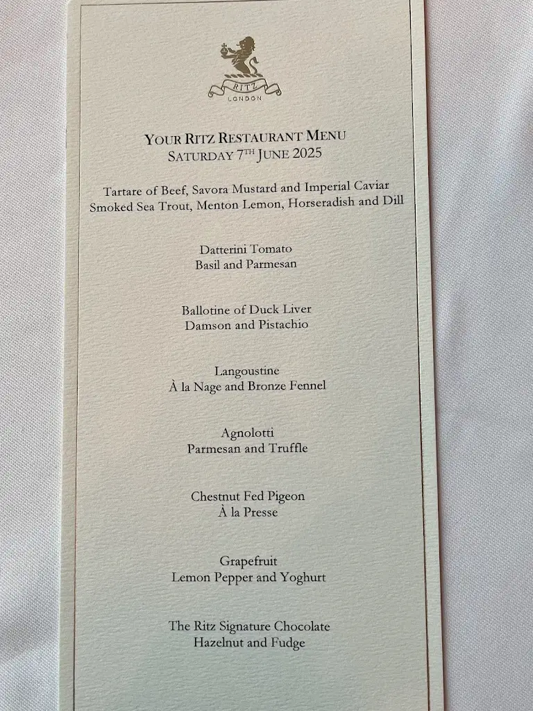 Menu_The Ritz Restaurant_City of London_image_3