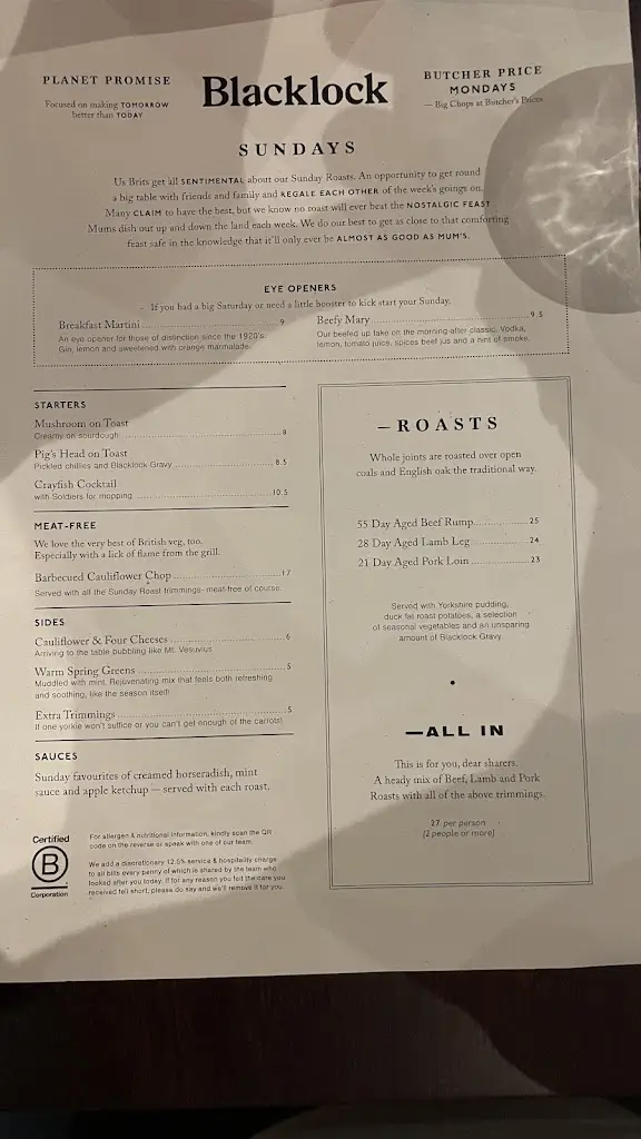 Menu_Blacklock Soho_City of London_image_1