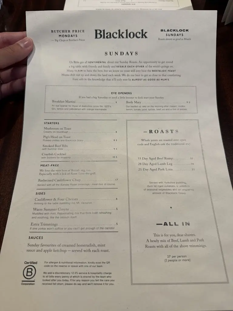 Menu_Blacklock City_City of London_image_2