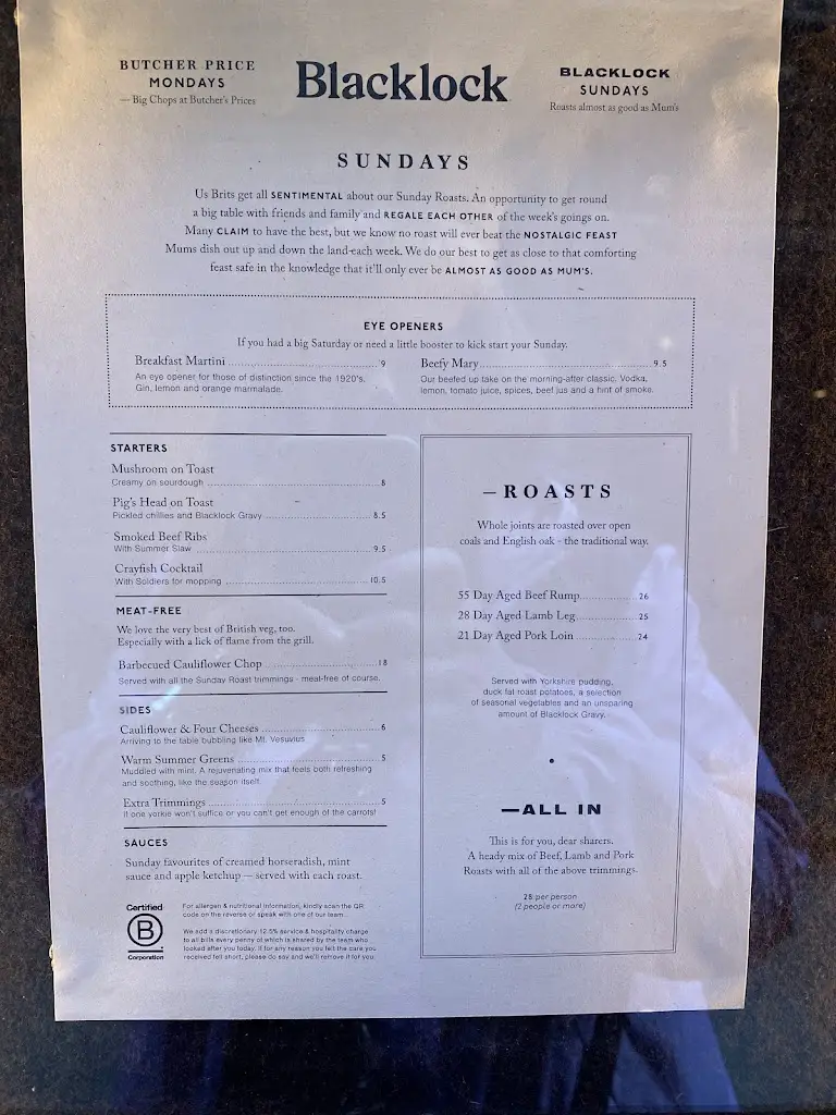 Menu_Blacklock Covent Garden_City of London_image_3