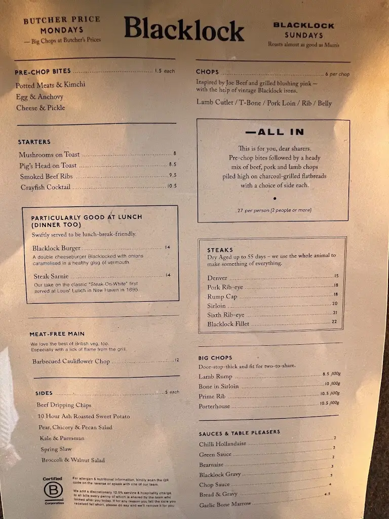 Menu_Blacklock Covent Garden_City of London_image_4