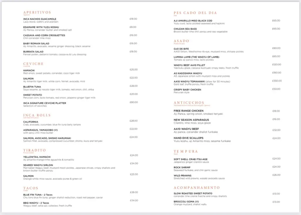 Menu_Inca London_City of London_image_3