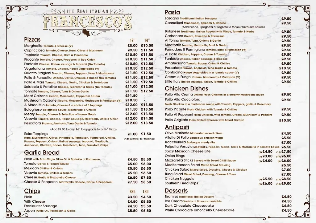 Menu_Francesco’s In Clayton_Clayton le Moors_image_1