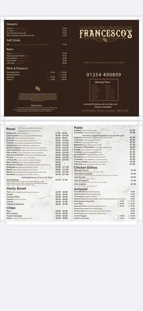 Menu_Francesco’s In Clayton_Clayton le Moors_image_3
