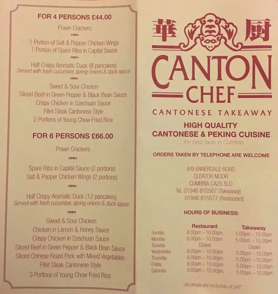 Menu_Canton Chef Cantonese_Cleator Moor_image_1
