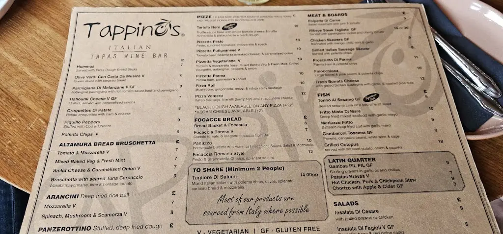 Menu_Tappino's_Cleckheaton_image_1