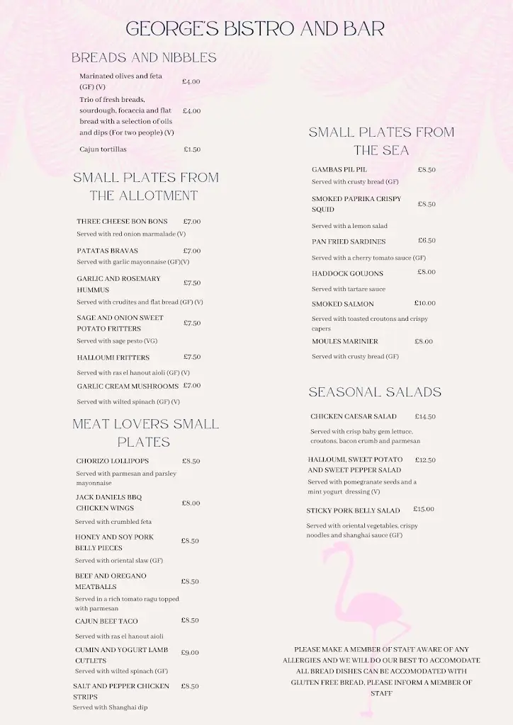 Menu_George‘s Bistro & Bar_Cleckheaton_image_1
