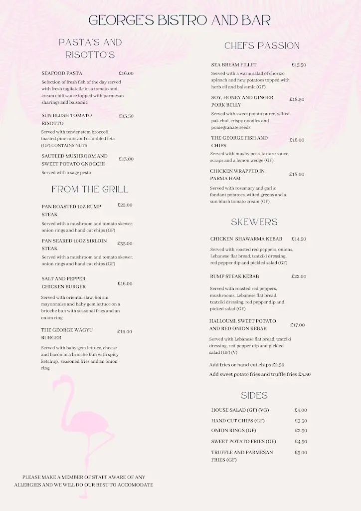 Menu_George‘s Bistro & Bar_Cleckheaton_image_2