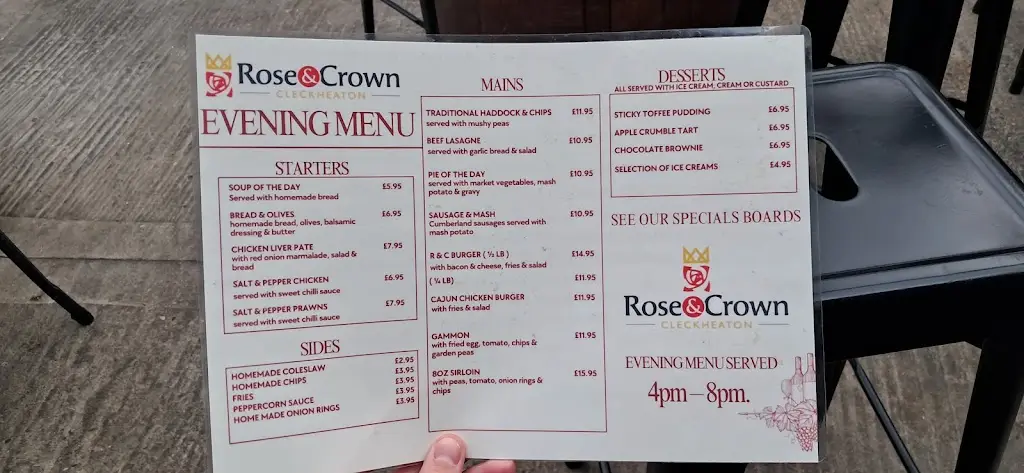 Menu_The Rose & Crown_Cleckheaton_image_1