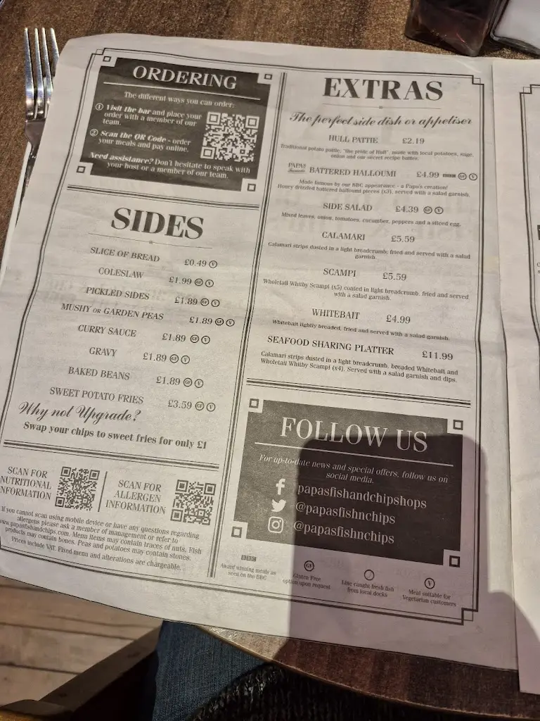 Menu_Papas Fish & Chips - Cleethorpes Pier_Cleethorpes_image_4