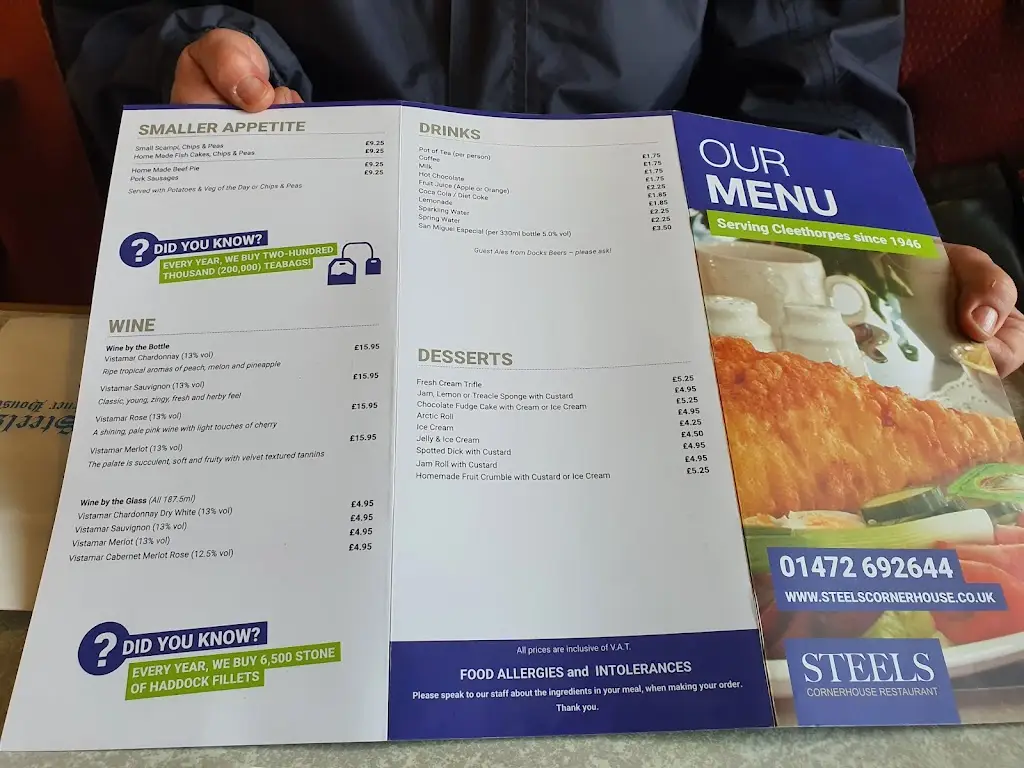 Menu_Steels Corner House Restaurant_Cleethorpes_image_1