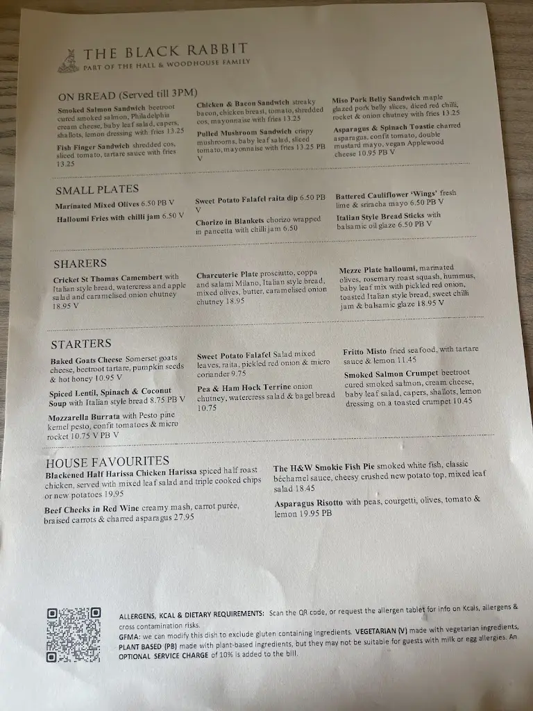 Menu_The Black Rabbit_Arundel_image_1
