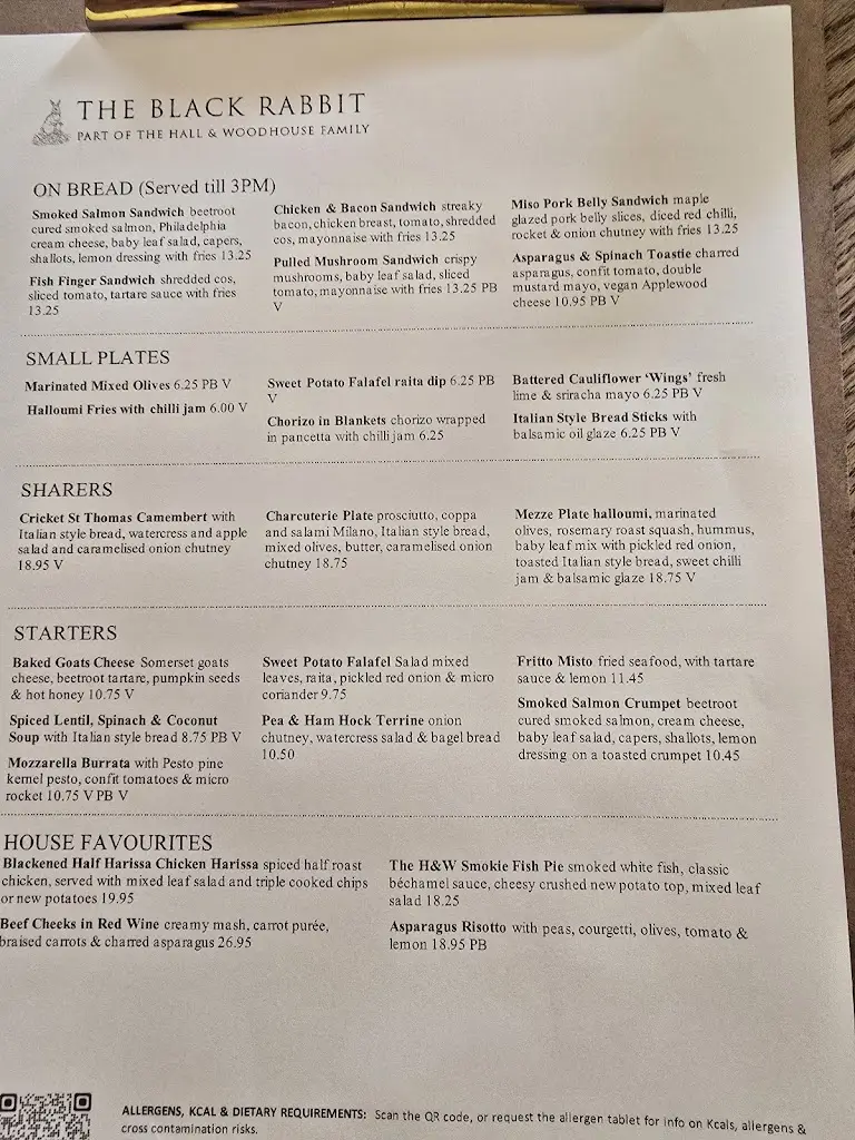 Menu_The Black Rabbit_Arundel_image_3