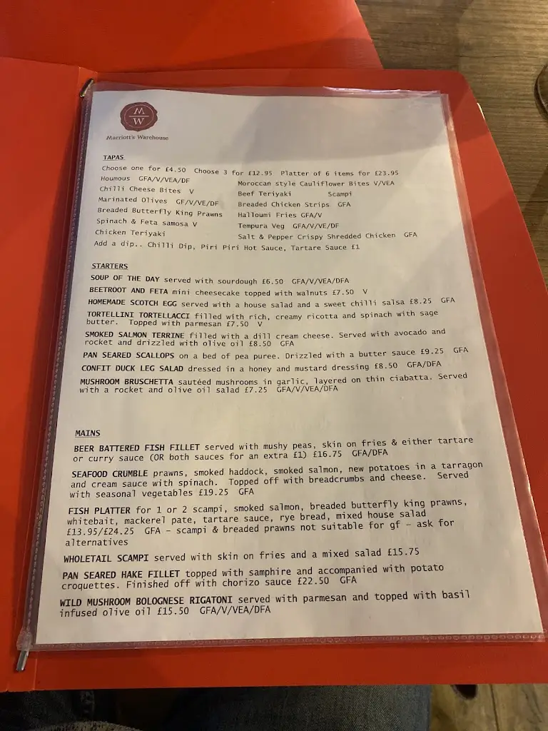 Menu_Marriott's Warehouse_Clenchwarton_immagine_3