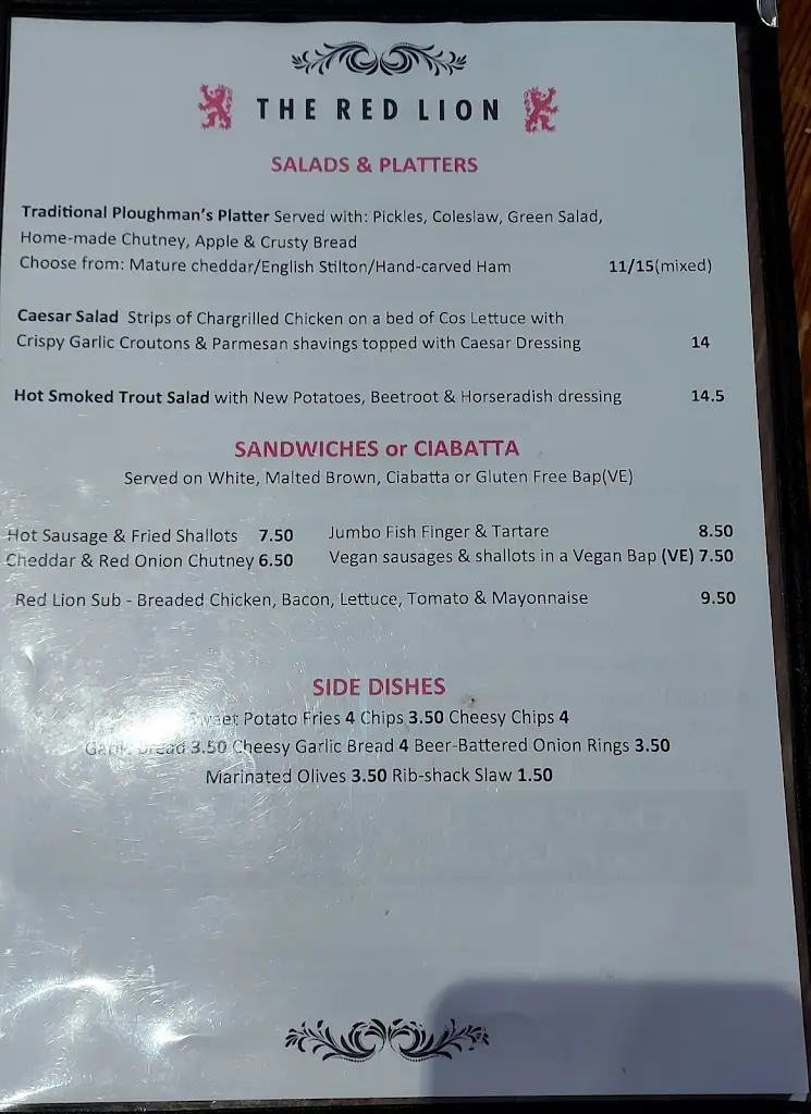 Menu_The Red Lion_Arundel_image_2