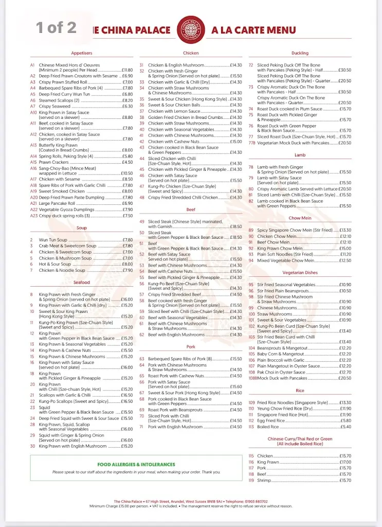 Menu_China Palace Arundel_Arundel_image_1