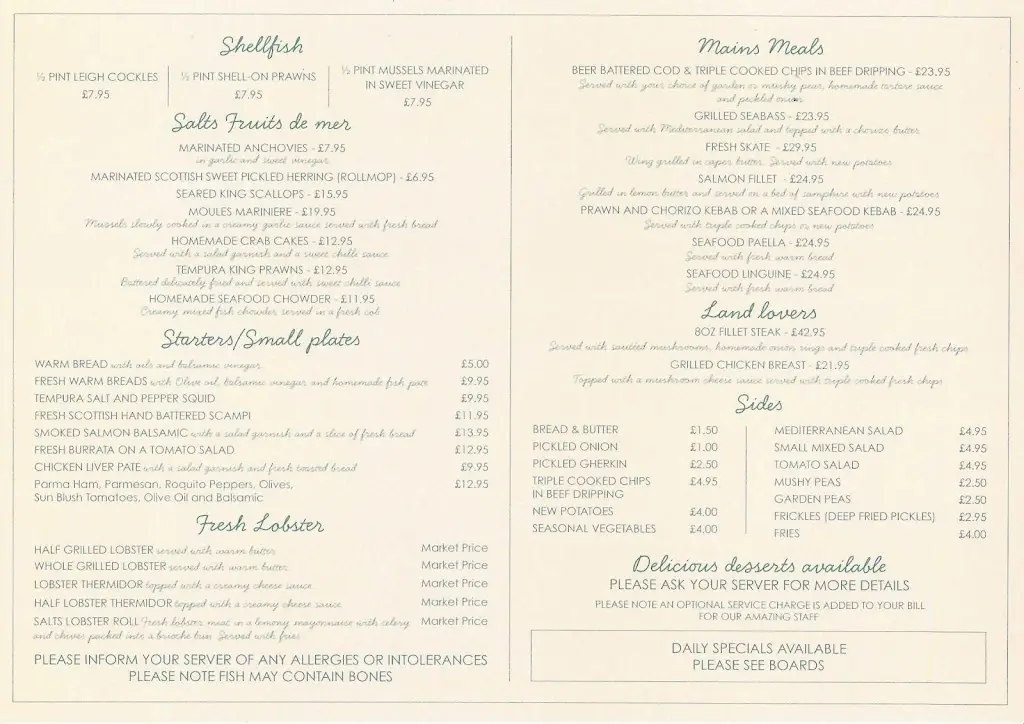 Salts By The Sea restaurante en Clacton-on-Sea