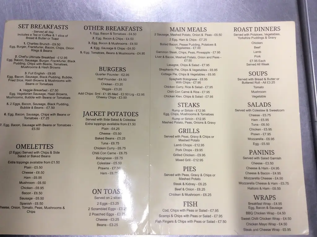 Menu_Charlie's Diner_Clacton-on-Sea_image_2