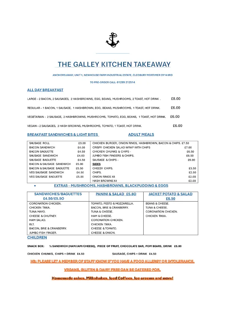 Menu_The Galley Kitchen Takeaway Cafe_Cleobury Mortimer_image_1