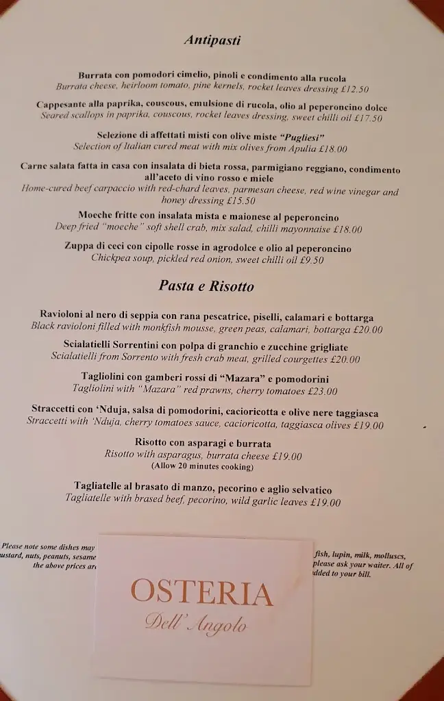 Menu_Osteria dell'Angolo_City of Westminster_image_2