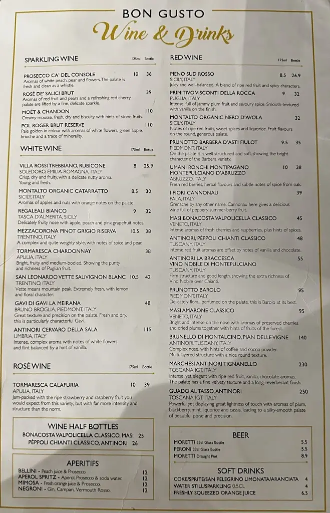 Menu_Bon Gusto_City of Westminster_image_1