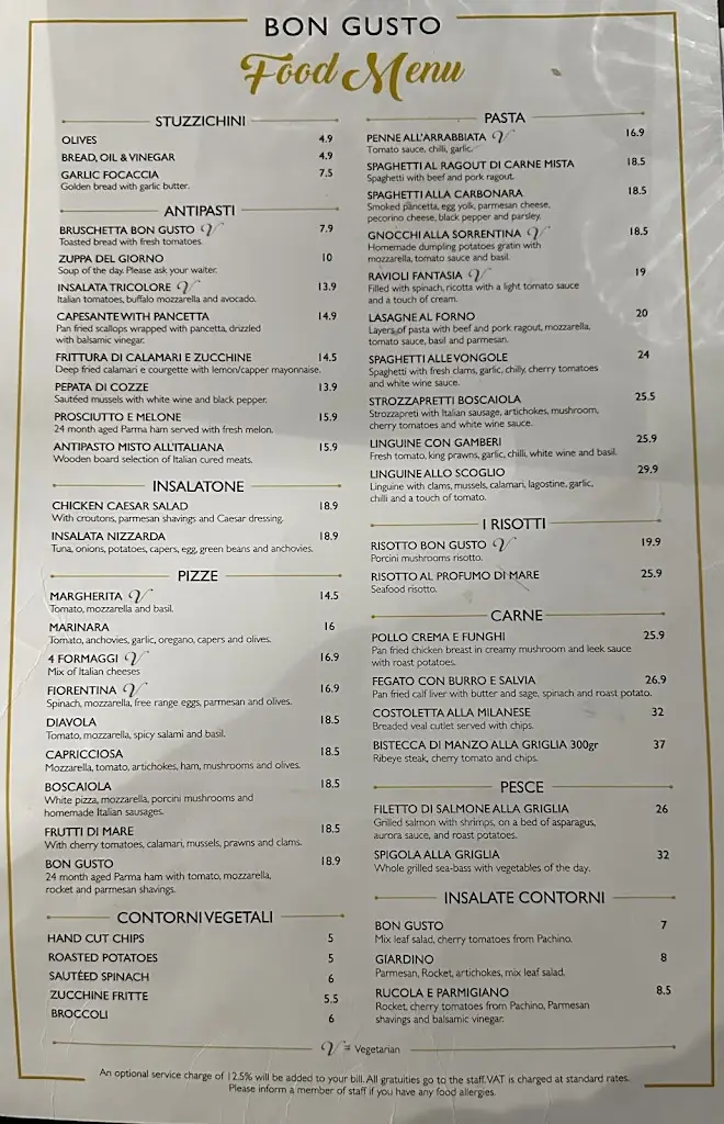 Menu_Bon Gusto_City of Westminster_image_2