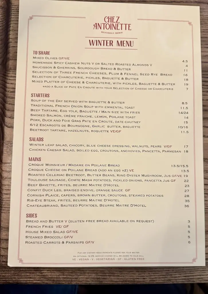 Menu_Chez Antoinette Victoria_City of Westminster_image_1