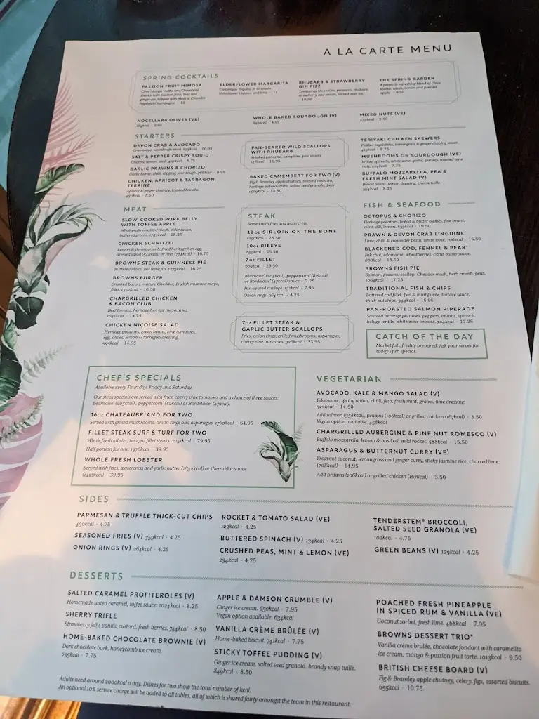 Menu_Browns Victoria_City of Westminster_image_1