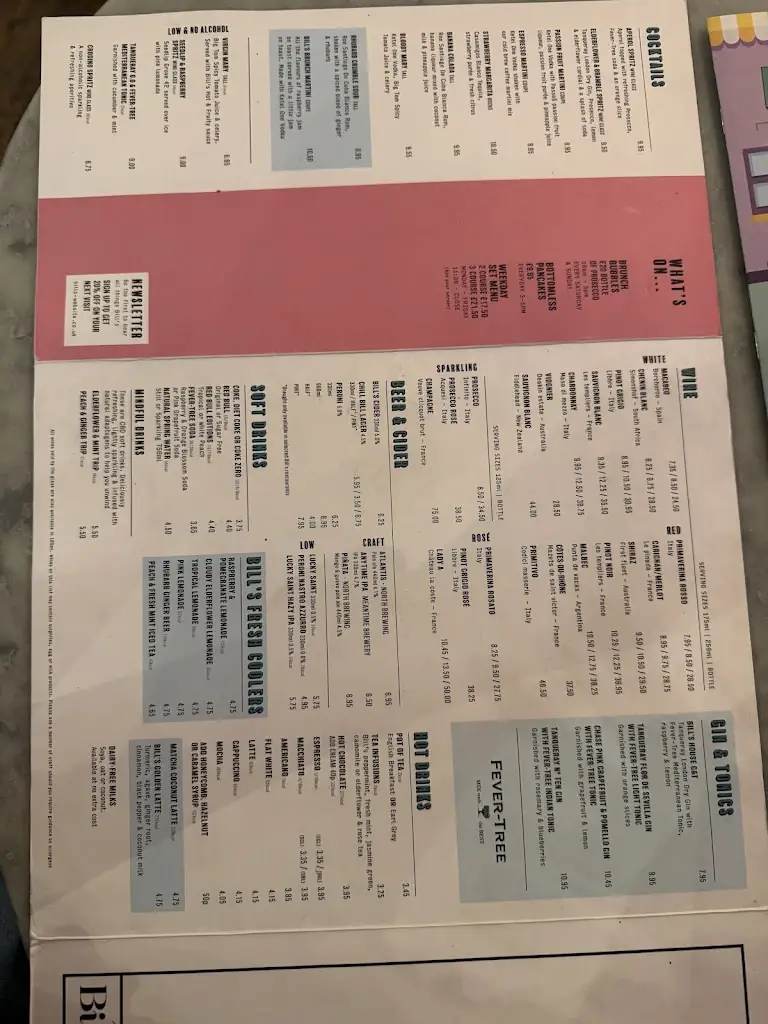 Menu_Bill's Victoria Restaurant_City of Westminster_immagine_1