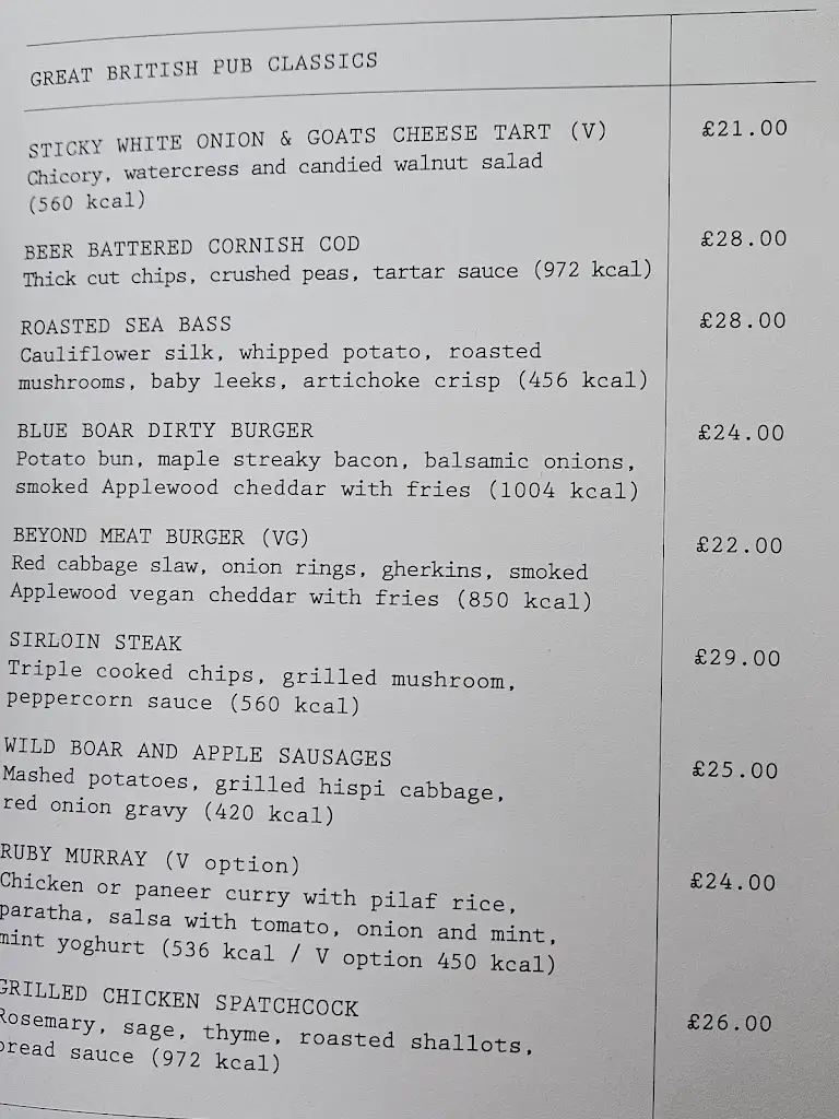 Menu_Blue Boar Pub_City of Westminster_imagen_1