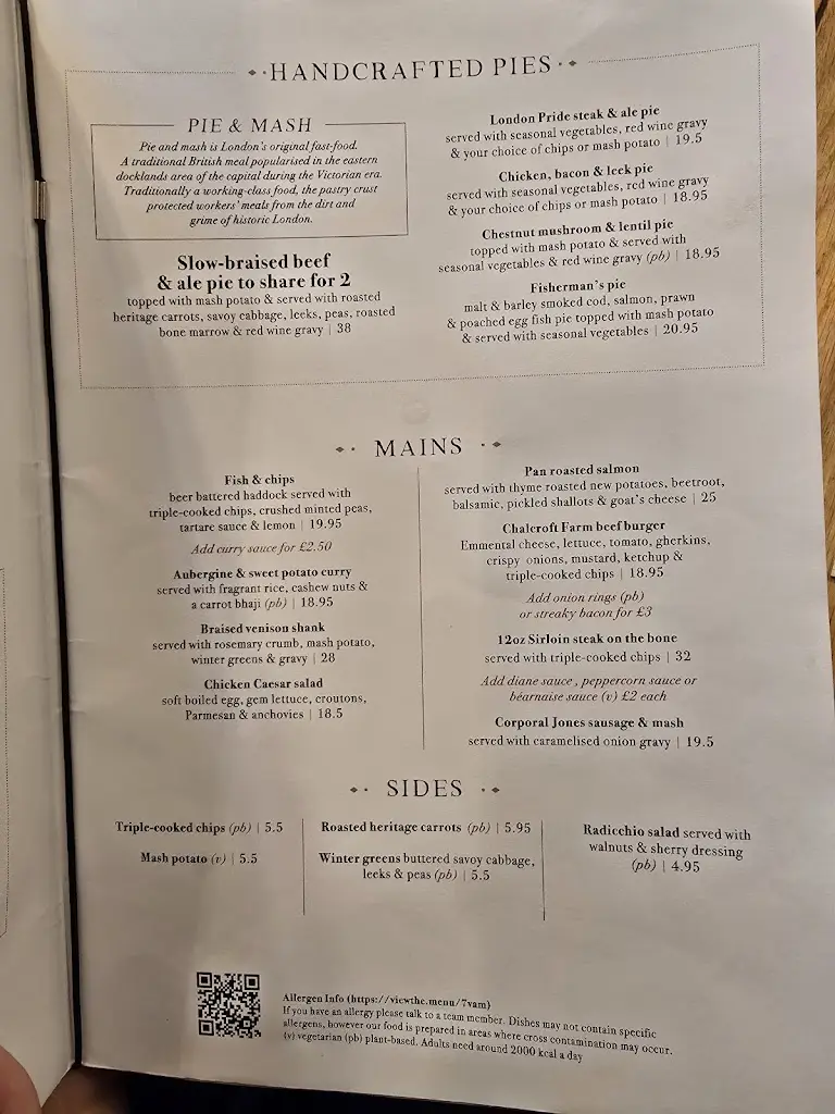 Menu_The Sanctuary House pub_City of Westminster_image_1