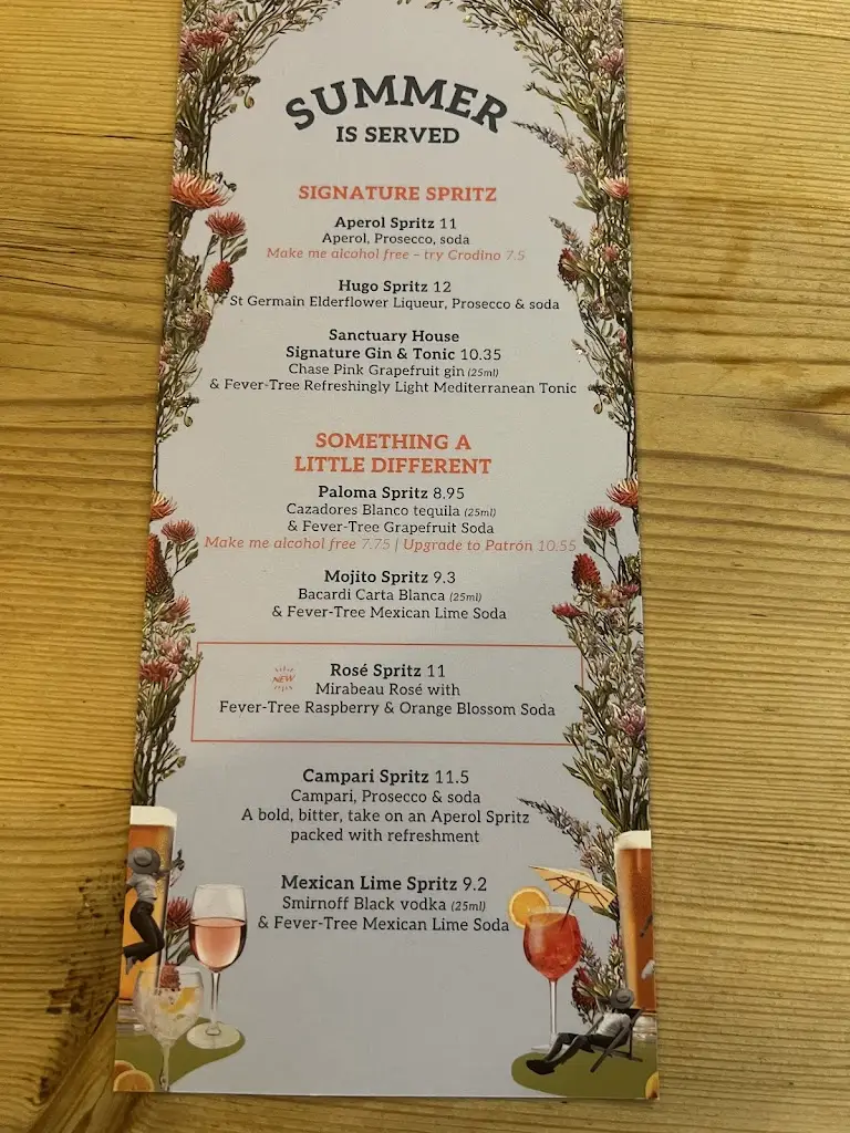 Menu_The Sanctuary House pub_City of Westminster_image_2