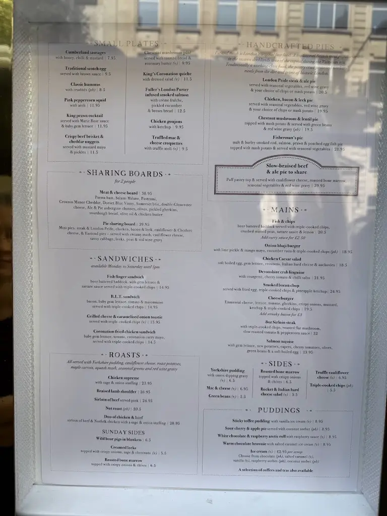 Menu_The Sanctuary House pub_City of Westminster_image_3