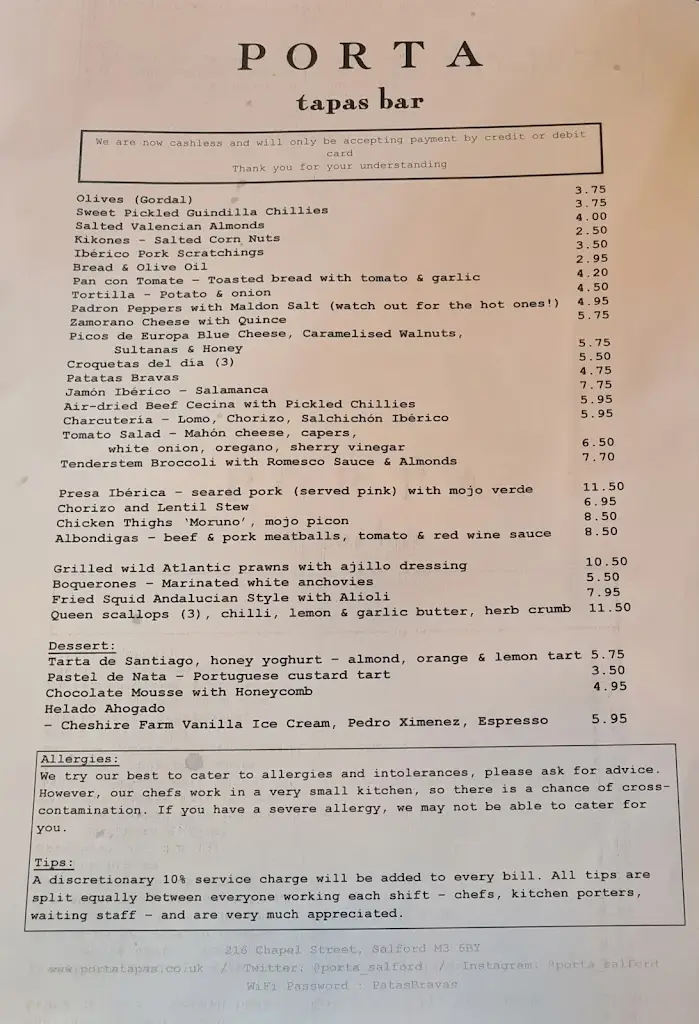 Menu_Porta Tapas Bar_City and Borough of Salford_image_2