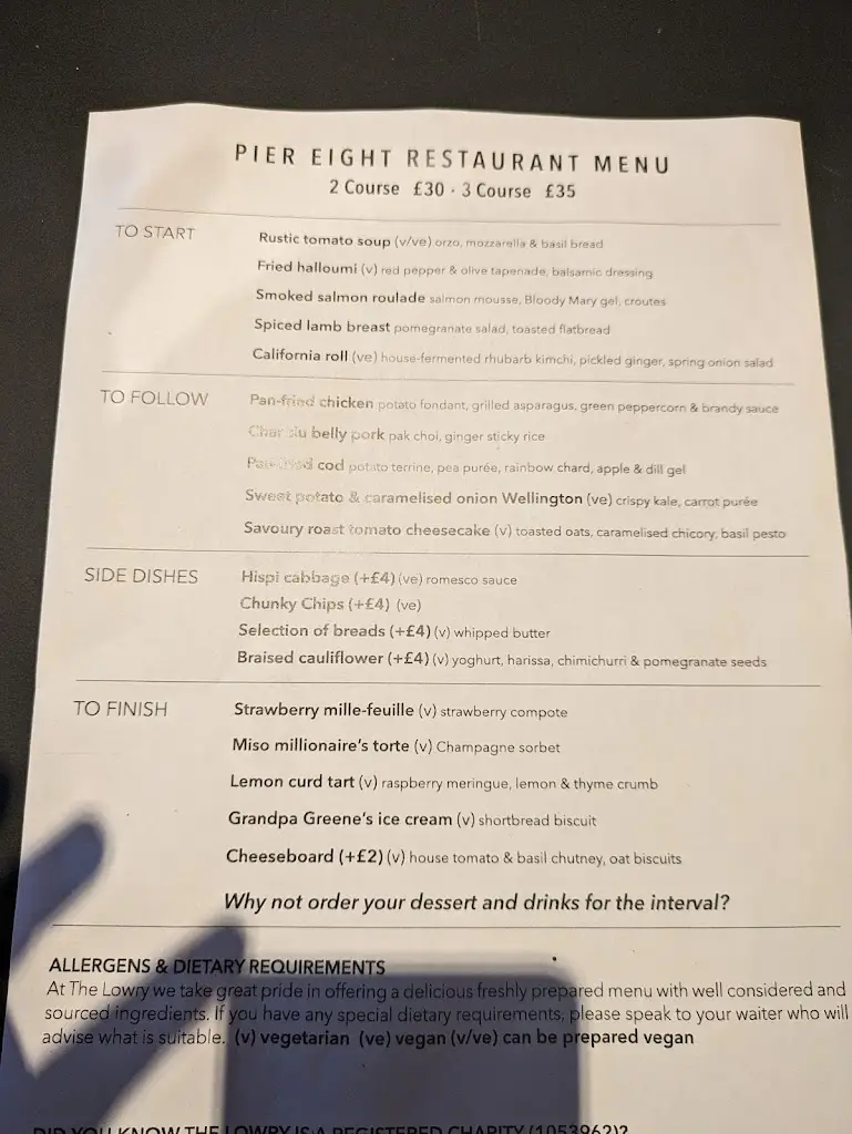 Menu_Pier Eight Restaurant_City and Borough of Salford_image_2