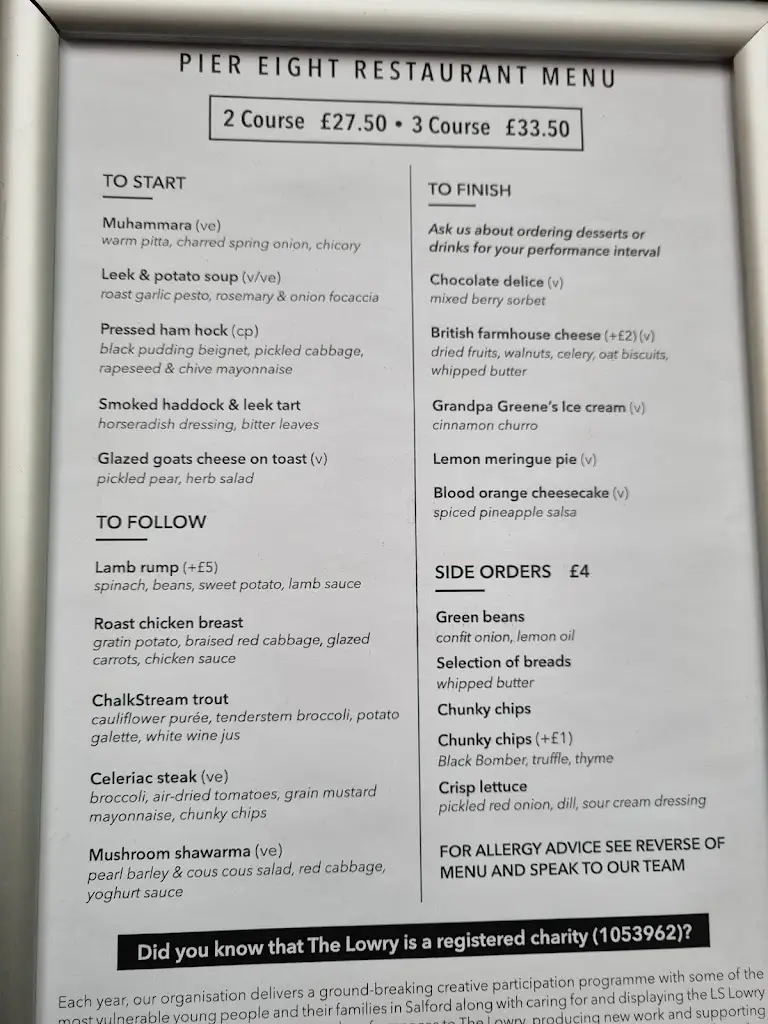 Menu_Pier Eight Restaurant_City and Borough of Salford_image_3