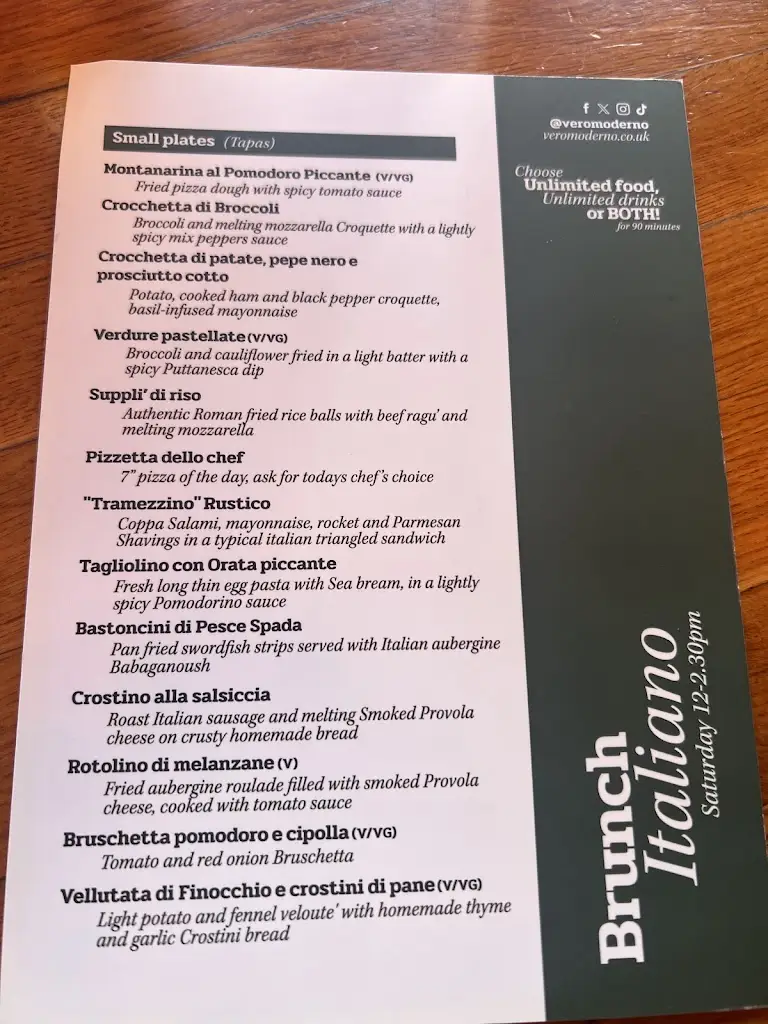 Menu_Vero Moderno_City and Borough of Salford_image_1