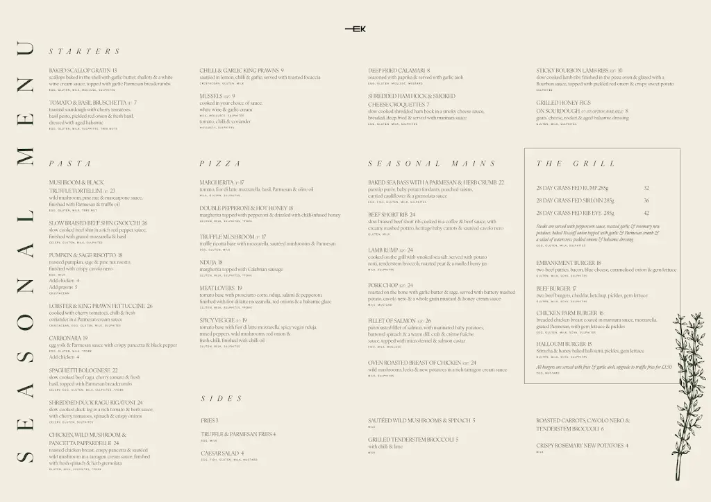 Menu_Embankment Kitchen Restaurant & Bar_City and Borough of Salford_image_1