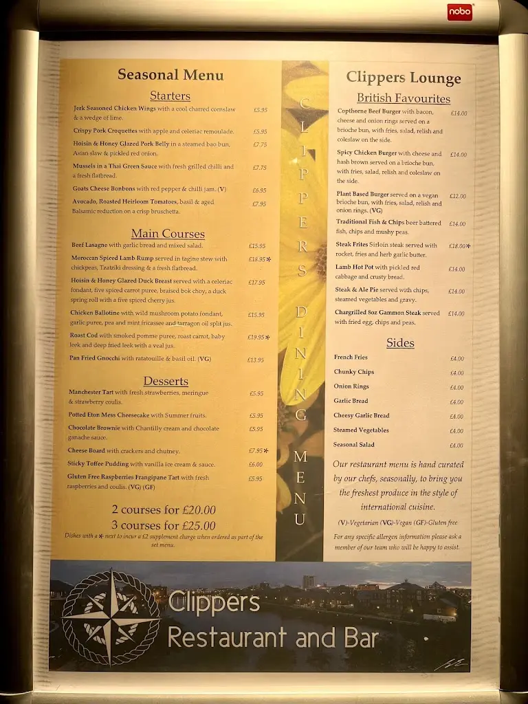 Menu_Clippers Restaurant & Bar_City and Borough of Salford_image_1