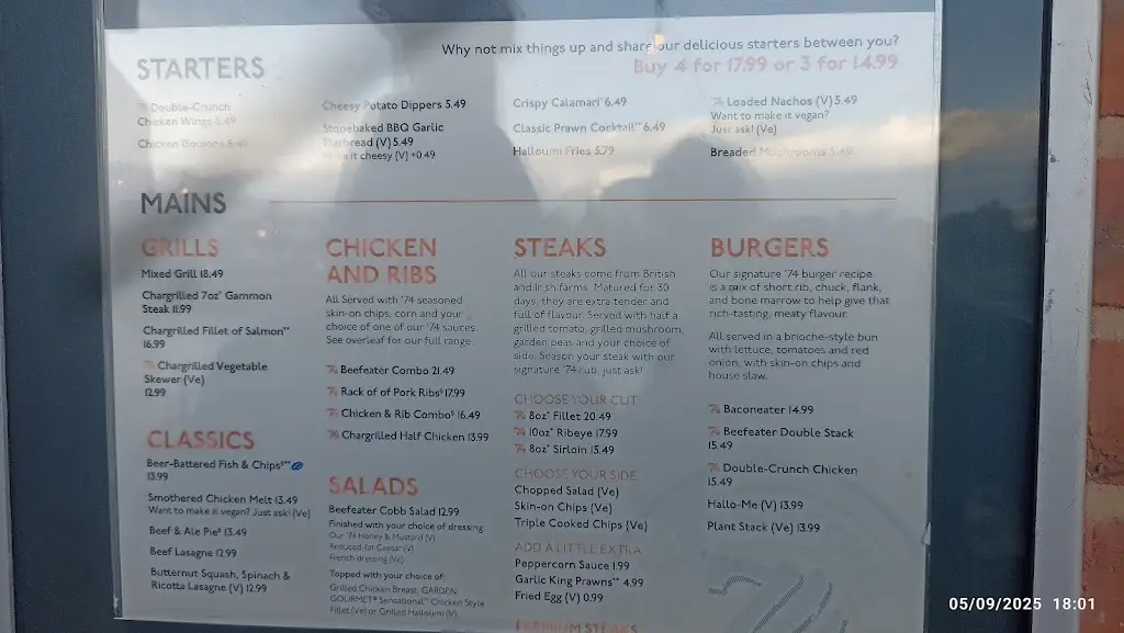 Menü_Quay House Beefeater_City and Borough of Salford_Bild_2