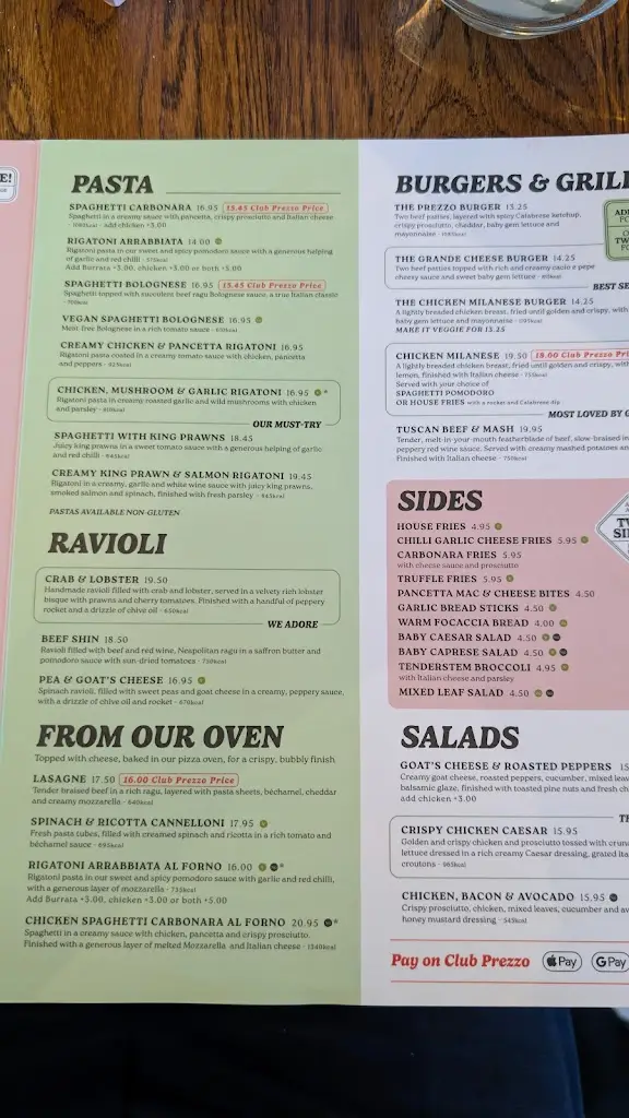 Menu_Prezzo Italian Restaurant Manchester Media City_City and Borough of Salford_image_2